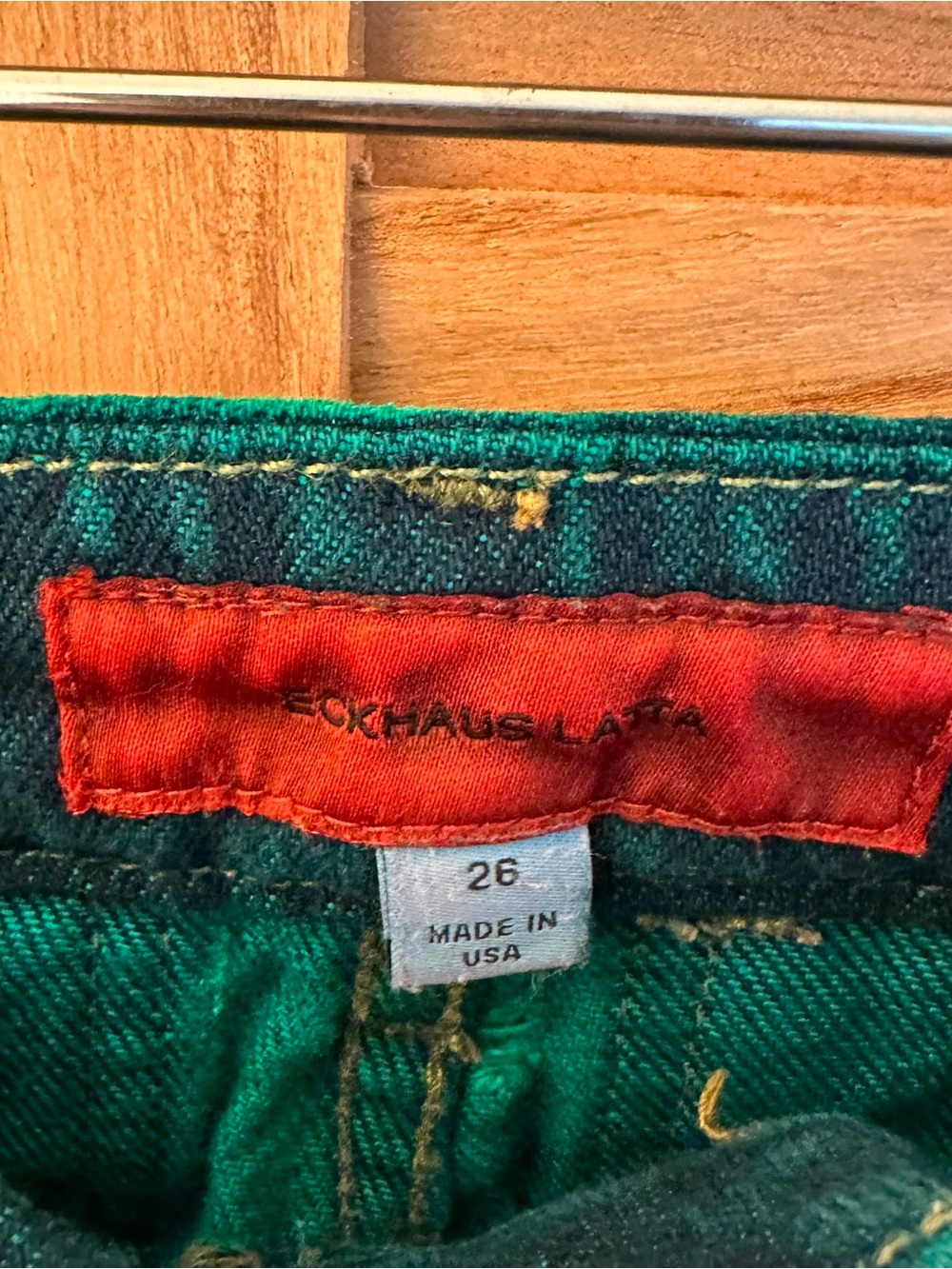 ECKHAUS LATTA blue green straight leg pants size 26 - Picture 4 of 5